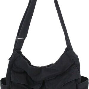 Canvas Messenger Bag Large Hobo Bag Crossbody Shoulder Bag Tote Bag with Pocket